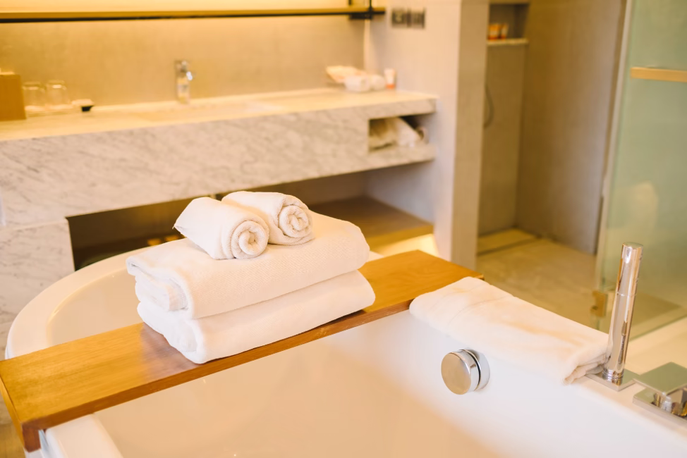 luxury renovated hotel bathroom