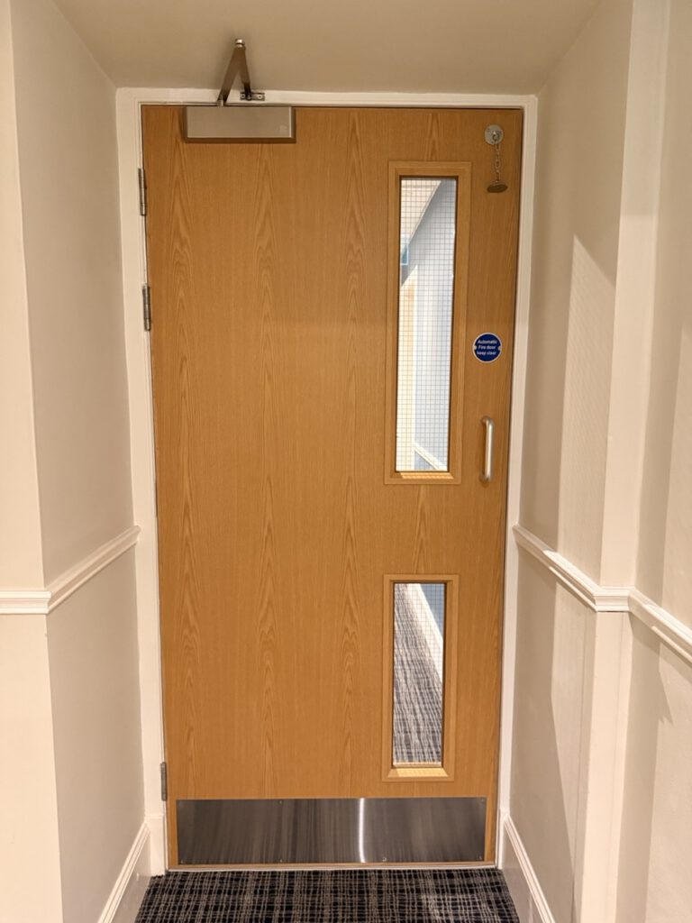 hotel corridor fire door after works