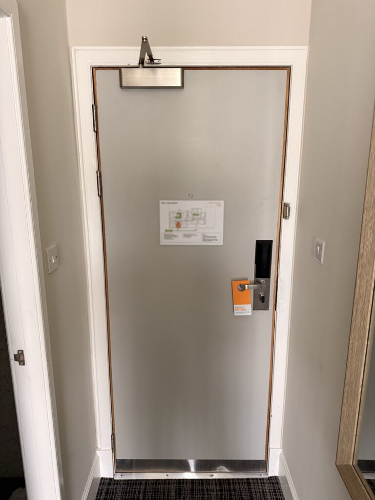 fire door rear hotel room after works